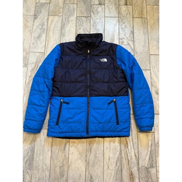 The North Face boys youth XL 18/20 blue REVERSIIBLE Winter puffer coat - Picture 1 of 7